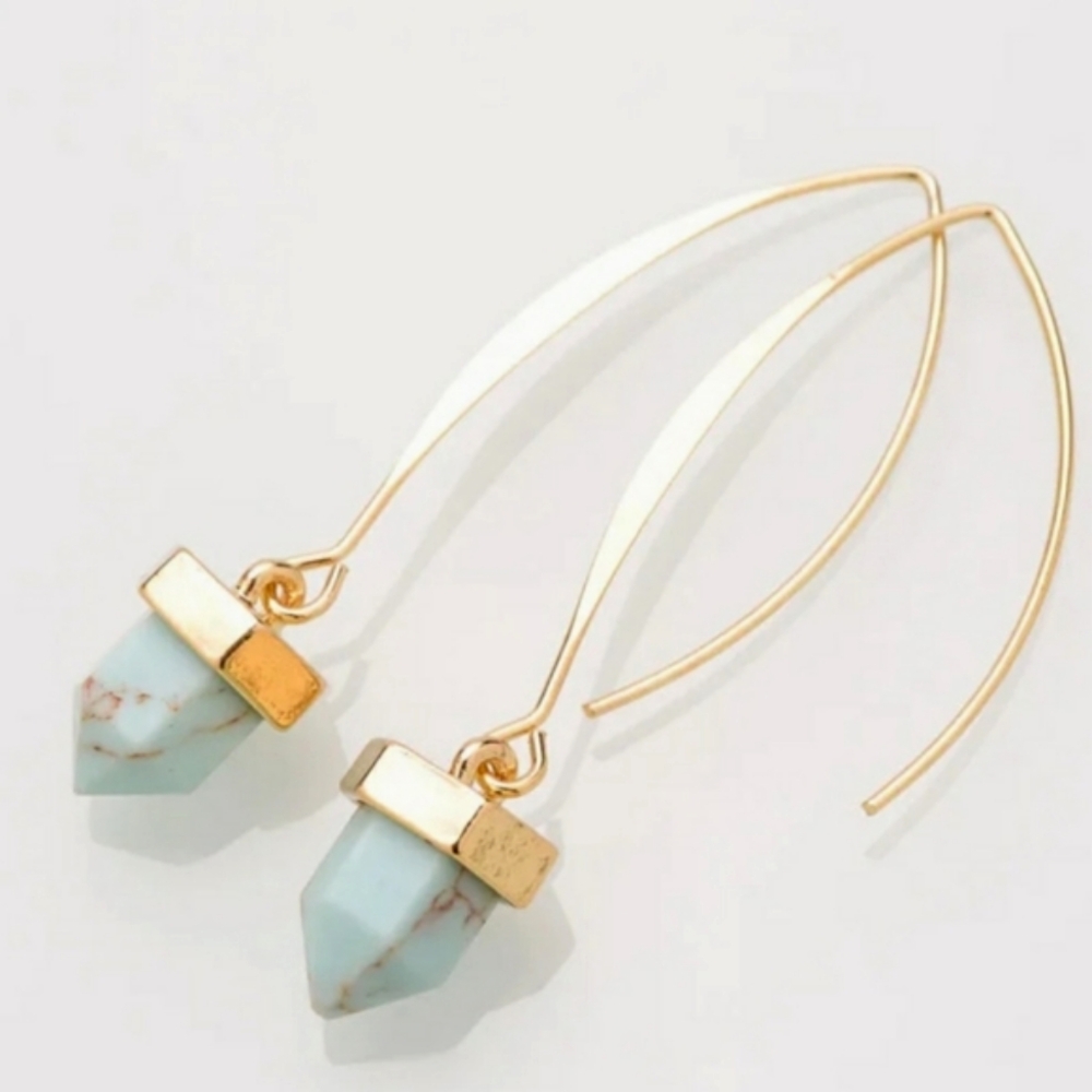 NEW Turquoise Gold Hook Dangle Drop